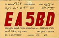 Carte QSL de EA5BD, Espagne (1951).