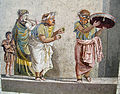 Image 43Trio of musicians playing an aulos, cymbala, and tympanum (mosaic from Pompeii) (from Roman Empire)