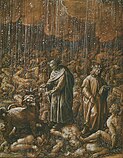 Dante, Virgil and Cerberus, illustrated by Stradanus