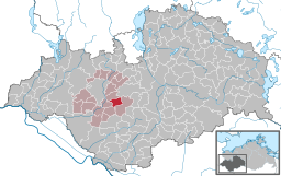 Läget för kommunen Strohkirchen i Landkreis Ludwigslust-Parchim