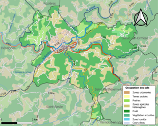 Carte en couleurs présentant l'occupation des sols.