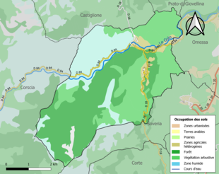 Carte en couleurs présentant l'occupation des sols.