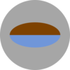 A circular organisational symbol, containing a smaller multi-toned oval shaped symbol
