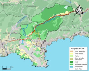 Carte en couleurs présentant l'occupation des sols.