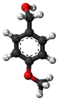 Ball-and-stick model of the anisyl alcohol molecule{{{画像alt1}}}