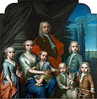 Portrait de Willem Philip Kops (1695-1756), marchand à Haarlem, avec son épouse et ses enfants. huile sur toile, 1738. Dimensions 148 cm sur 146,5 cm. Amsterdam, Rijksmuseum Amsterdam.