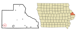 Location of Baldwin, Iowa