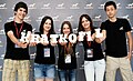 Volunteers in front of the Youth Center press wall at Kratkofil plus 2012.