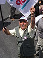 ÖDP supporter in demonstration against the 2004 NATO summit in Istanbul