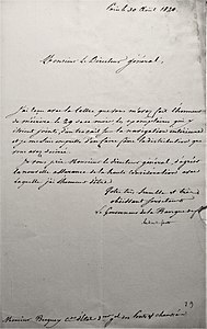 Lettre du 30 août 1820 du gouverneur de la Banque de France[81].