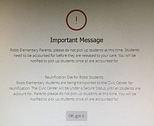A message from the school's website about the shooting