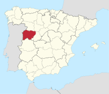 Map of Spain with the province of Salamanca highlighted