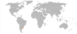 Map indicating locations of Србија and Уругвај