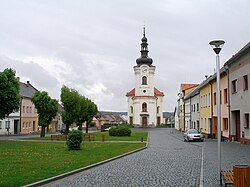 Town square with the Church of Saint George