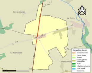 Carte en couleurs présentant l'occupation des sols.