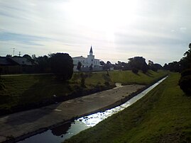 View of mosque from bridge over Dandenong Creek