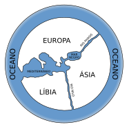 Representação possível do mapa-múndi de Anaximandro.