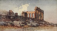 The Parthenon, sunset (c.1920)