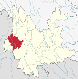 Location of Baoshan in Yunnan