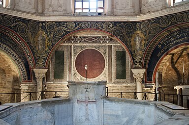 Late Roman-early Byzantine rinceaux in the Baptistery of Neon, Ravenna, unknown architect or craftsman, 5th century