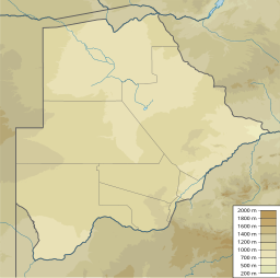 Location of the lakebed or lake depending on rainfall in Botswana.