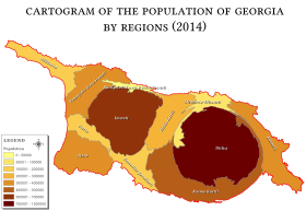 Bölgelere göre Gürcistan nüfusunun anamorfik haritası
