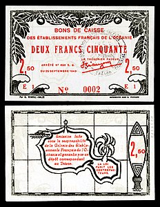 Two-and-a-half French Polynesian franc, by G. Reboul-Salze and Jean C. Ferrand