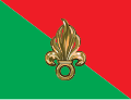דגל לגיון הזרים הצרפתי, במרכזו עלי צמח מוזהבים על רקע שחלקו ירוק וחלקו אדום