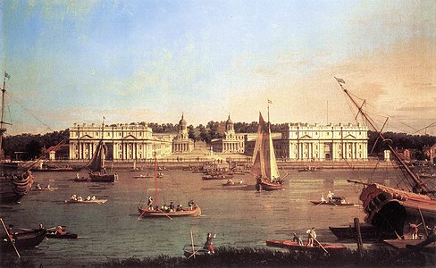 Hôpital de Greenwich de la rive nord de la Tamise, Canaletto, 1750-1752, National Maritime Museum[1].