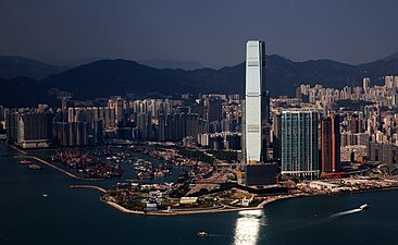 Viewed from Victoria Peak, with the Yau Ma Tei Typhoon Shelter visible