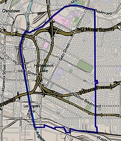 Boundaries of Boyle Heights as drawn by the Los Angeles Times