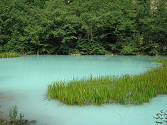 Mineral lake in the gorge of the river Ardon River