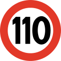 Speed limit of 110 km/h