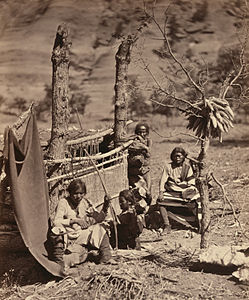 Navajo family at Navajo weaving, by Timothy H. O'Sullivan (edited by Durova)