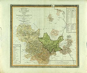 Der Distrikt Osnabrück im Departement der Weser (hellgelb)