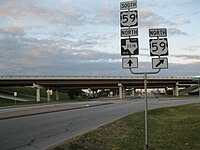 What is now the I-69/US 59 overpass on FM 2218 in Rosenberg