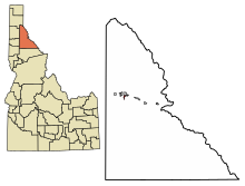 Location of Wardner in Shoshone County, Idaho.