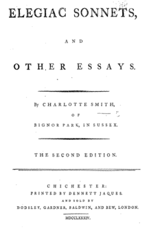 The title page from the second edition of Charlotte Smith's book Elegiac Sonnets.