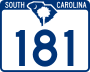 South Carolina Highway 181 marker