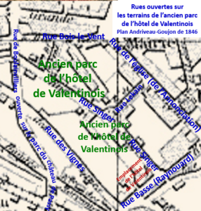 Lotissement de l’ancien parc en 1846.