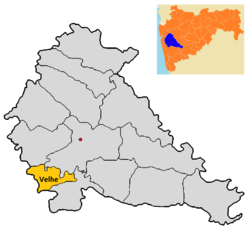 Location of Velhe in Pune district in Maharashtra