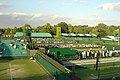 Vue d'ensemble des courts de Wimbledon.