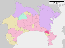 Location of Zushi in Kanagawa Prefecture