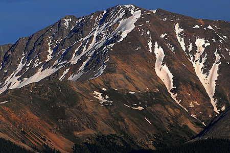 99. La Plata Peak in the Collegiate Peaks is the fifth highest peak of the Rocky Mountains.