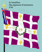 Drapeau du 2e bataillon du 19e régiment d'infanterie de ligne de 1791 à 1793