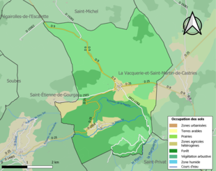 Carte en couleurs présentant l'occupation des sols.