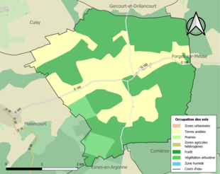 Carte en couleurs présentant l'occupation des sols.