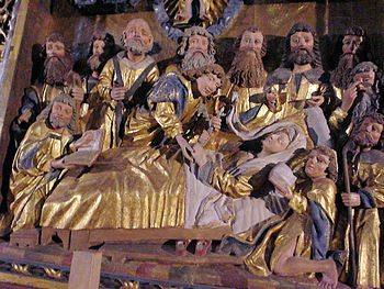 Darstellung des Marientodes am Altar in der Bützower Stiftskirche