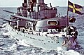 Image 4Coastal defence ship of the Swedish Navy HM Pansarskepp Gustaf V (Agfacolor photo until 1957) (from History of Sweden)