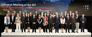 Foreign ministers of EU states on the second day of an informal gathering in Vienna prior to the start of the presidency, 22 June 2018